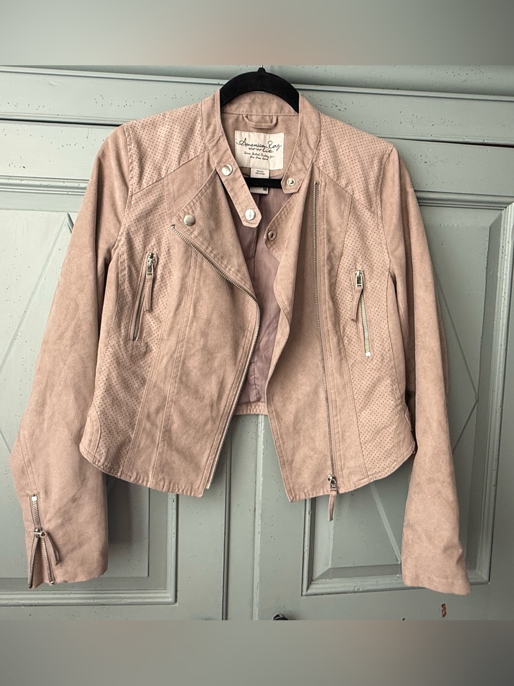 American Rag Suede Perforated Moto Jacket